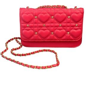 Blush Kiss hot pink vegan leather‎ quilted crossbody bag​